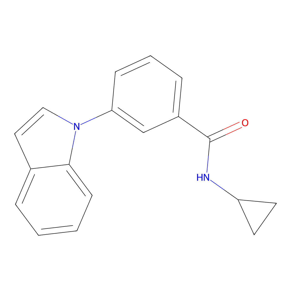 N-cyclopropyl-3-(1H-indol-1-yl)benzamide molecular structure, CAS 1226434-21-4
