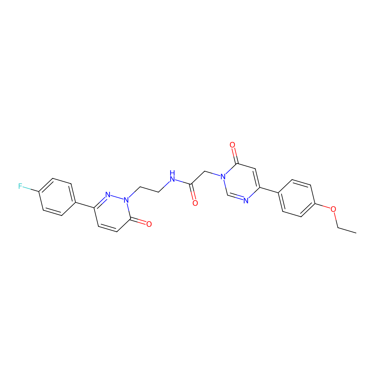 2-(4-(4-ethoxyphenyl)-6-oxopyrimidin-1(6H)-yl)-N-(2-(3-(4-fluorophenyl)-6-oxopyridazin-1(6H)-yl)ethyl)acetamide molecular structure, CAS 1226434-24-7