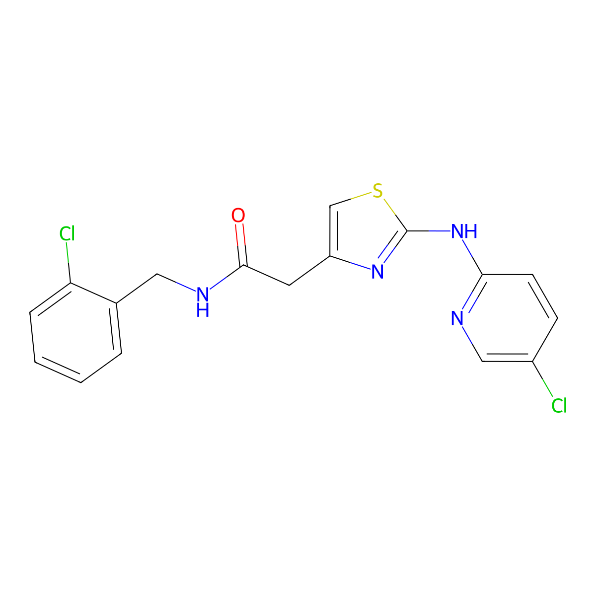 N-(2-chlorobenzyl)-2-(2-((5-chloropyridin-2-yl)amino)thiazol-4-yl)acetamide molecular structure, CAS 1226434-34-9