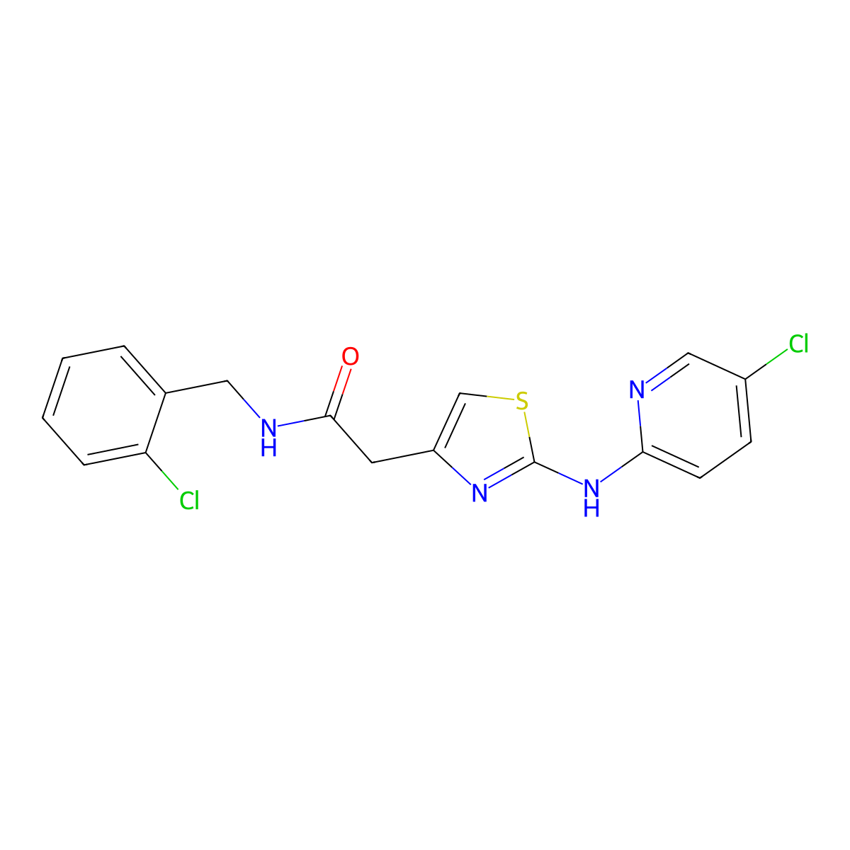 N-(2-chlorobenzyl)-2-(2-((5-chloropyridin-2-yl)amino)thiazol-4-yl)acetamide molecular structure, CAS 1226434-34-9