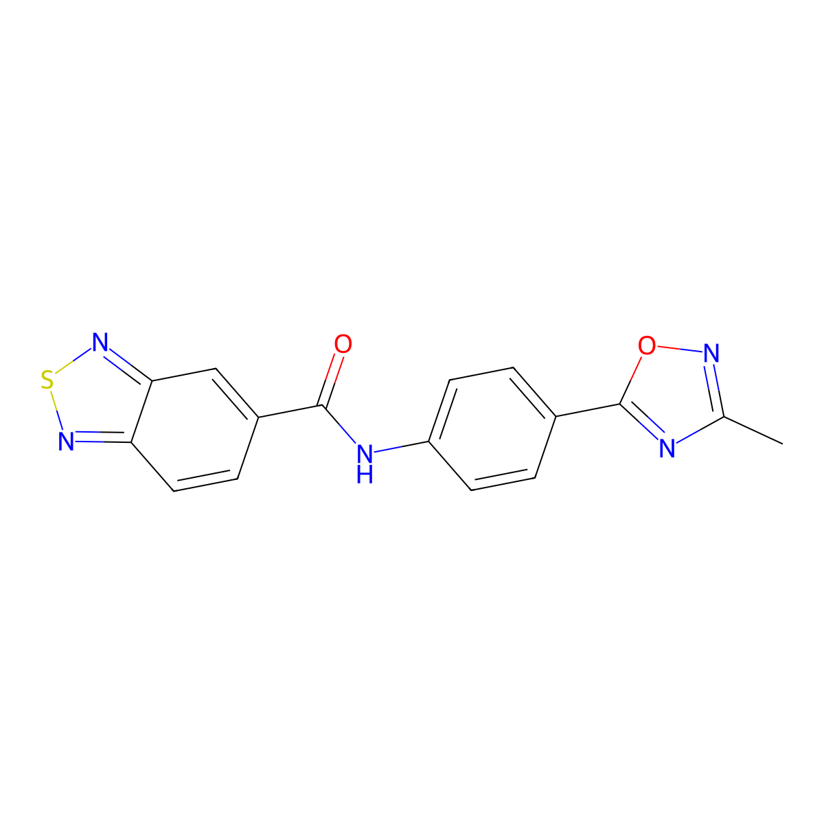 N-(4-(3-methyl-1,2,4-oxadiazol-5-yl)phenyl)benzo[c][1,2,5]thiadiazole-5-carboxamide molecular structure, CAS 1226434-37-2