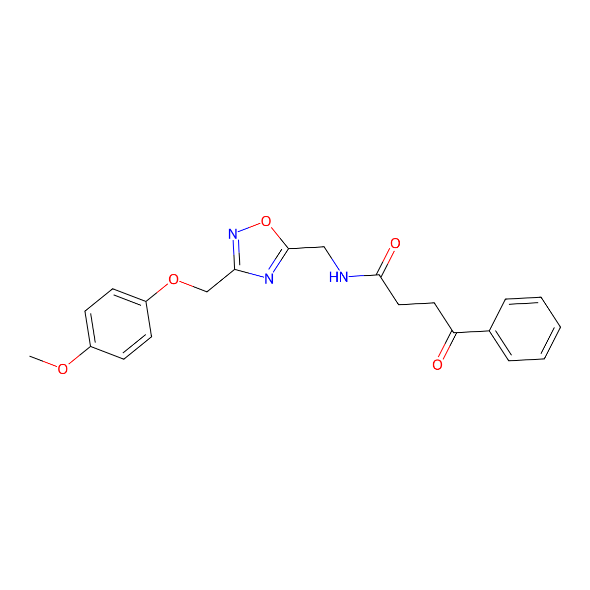 N-({3-[(4-methoxyphenoxy)methyl]-1,2,4-oxadiazol-5-yl}methyl)-4-oxo-4-phenylbutanamide molecular structure, CAS 1226434-40-7