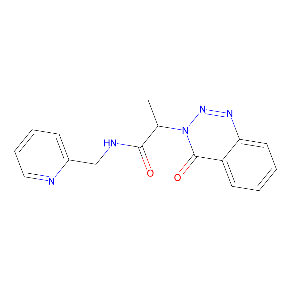 2-(4-oxo-1,2,3-benzotriazin-3(4H)-yl)-N-(pyridin-2-ylmethyl)propanamide molecular structure, CAS 1226434-45-2
