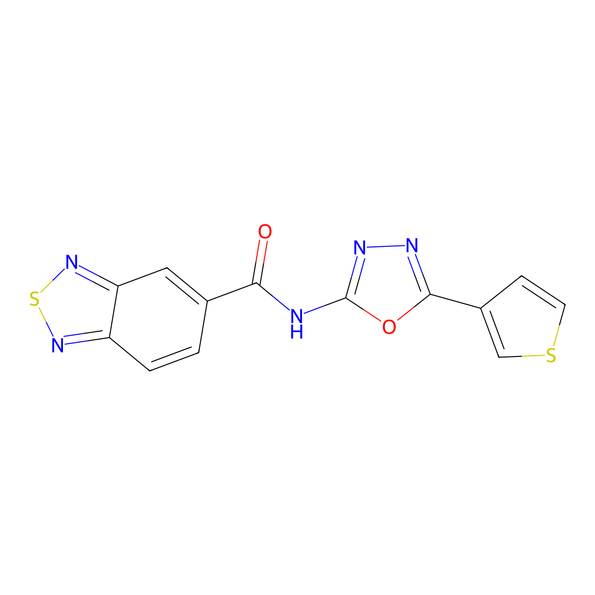 N-(5-(thiophen-3-yl)-1,3,4-oxadiazol-2-yl)benzo[c][1,2,5]thiadiazole-5-carboxamide molecular structure, CAS 1226434-57-6