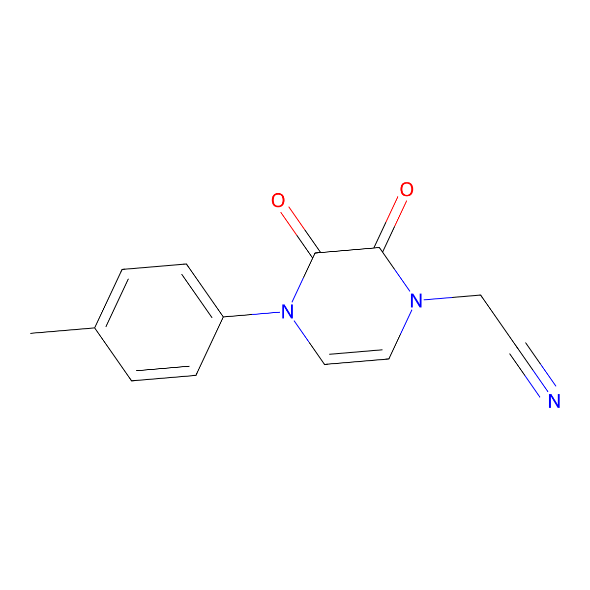 2-(2,3-dioxo-4-(p-tolyl)-3,4-dihydropyrazin-1(2H)-yl)acetonitrile molecular structure, CAS 1226434-59-8