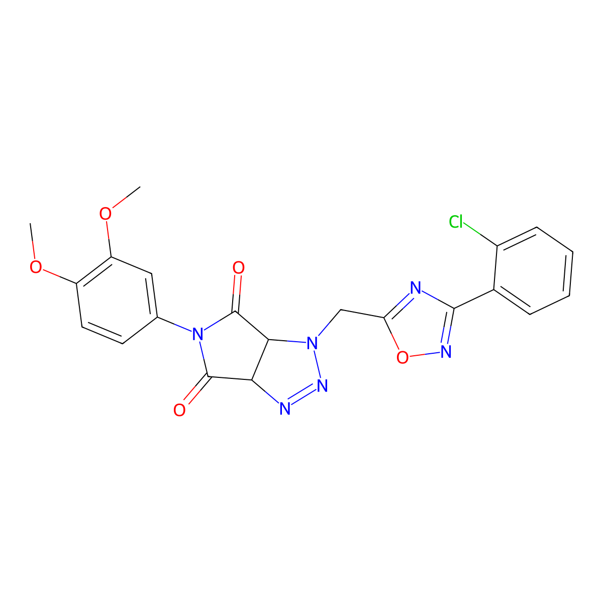 1-((3-(2-chlorophenyl)-1,2,4-oxadiazol-5-yl)methyl)-5-(3,4-dimethoxyphenyl)-1,6a-dihydropyrrolo[3,4-d][1,2,3]triazole-4,6(3aH,5H)-dione molecular structure, CAS 1226434-62-3