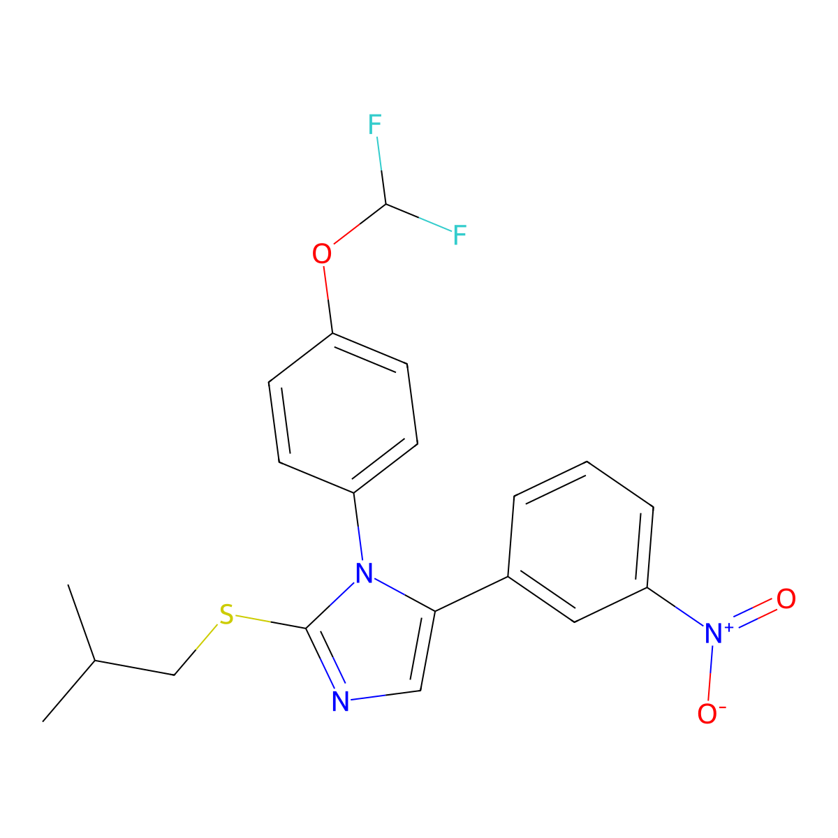 1-(4-(difluoromethoxy)phenyl)-2-(isobutylthio)-5-(3-nitrophenyl)-1H-imidazole molecular structure, CAS 1226434-63-4