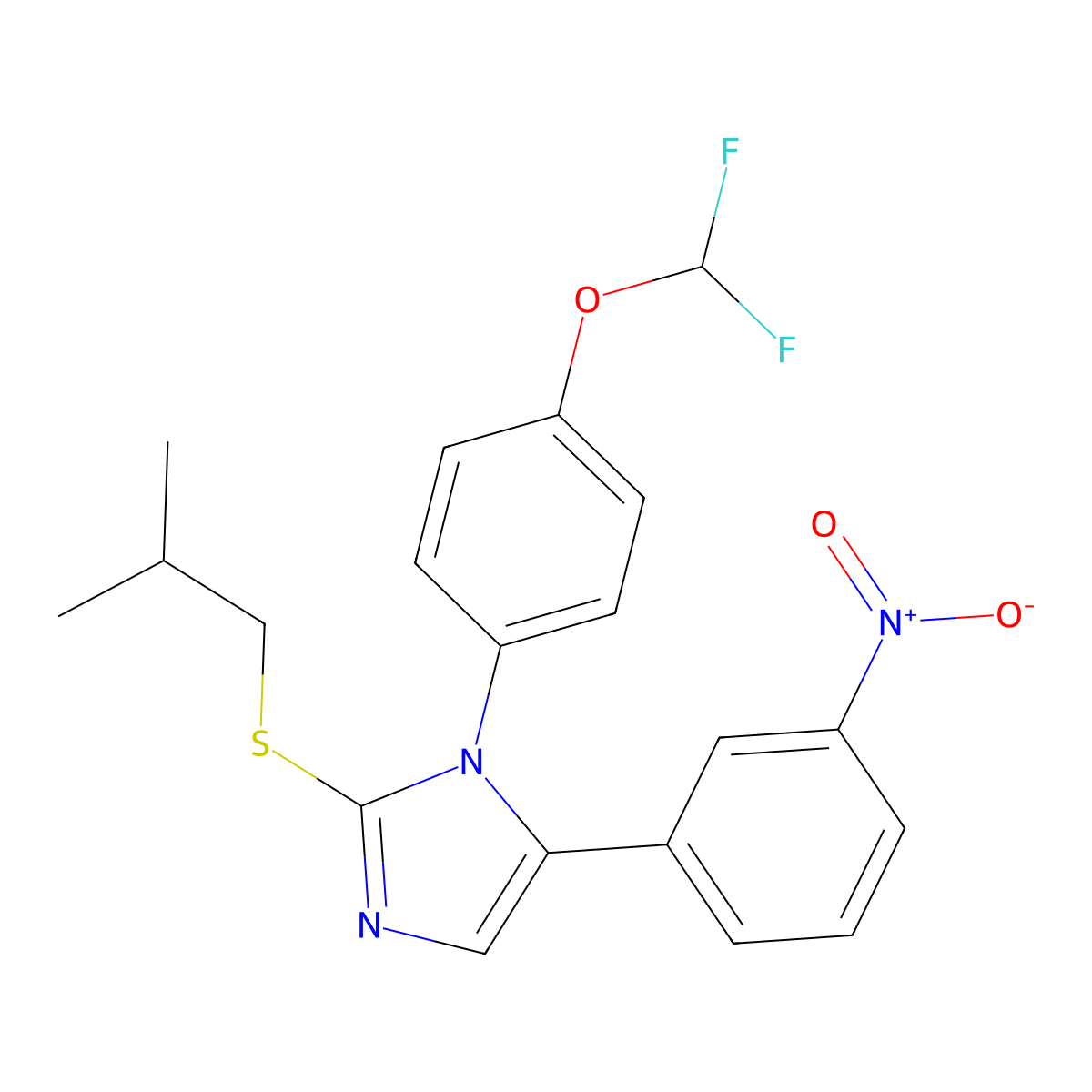 1-(4-(difluoromethoxy)phenyl)-2-(isobutylthio)-5-(3-nitrophenyl)-1H-imidazole molecular structure, CAS 1226434-63-4