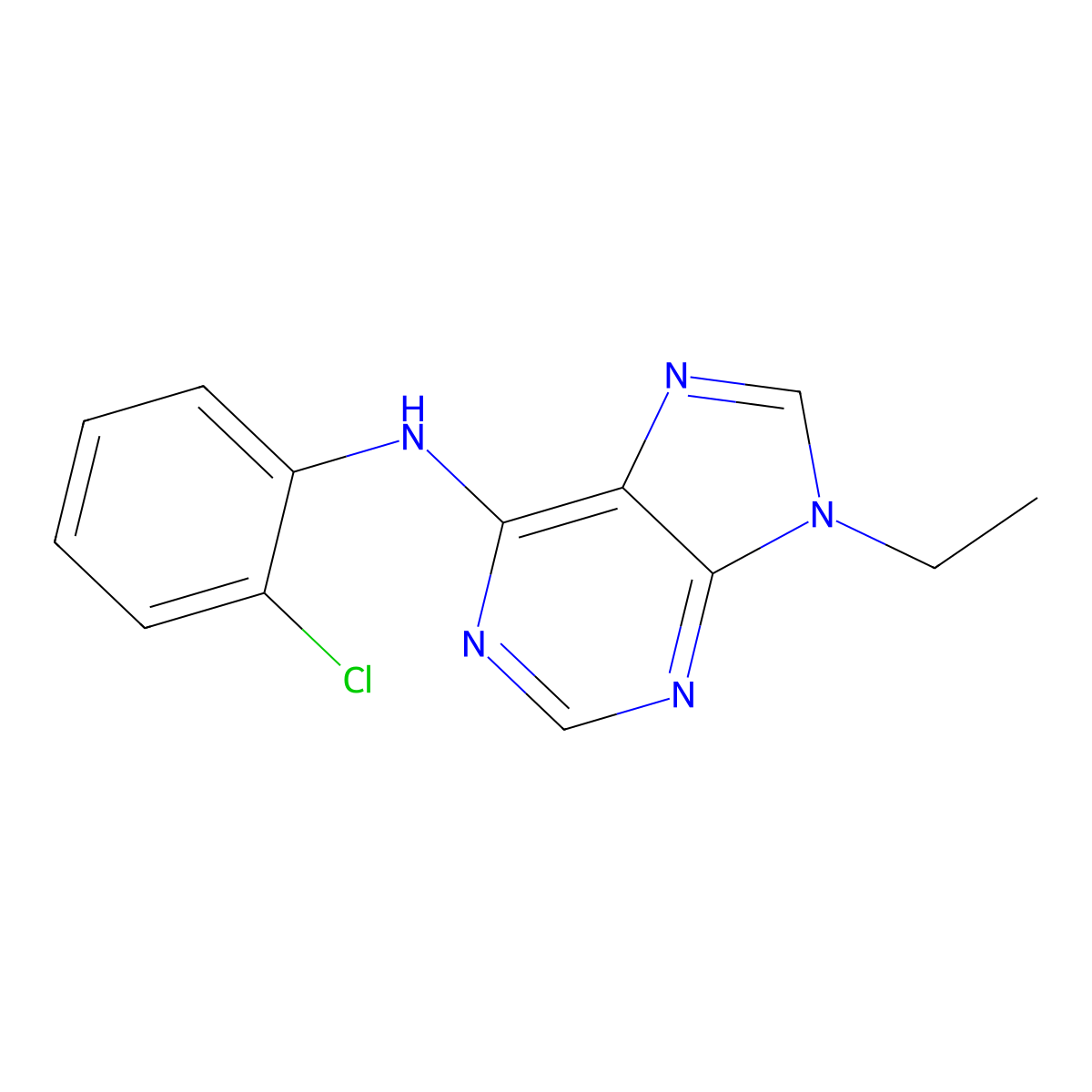 N-(2-chlorophenyl)-9-ethyl-9H-purin-6-amine molecular structure, CAS 1226434-64-5