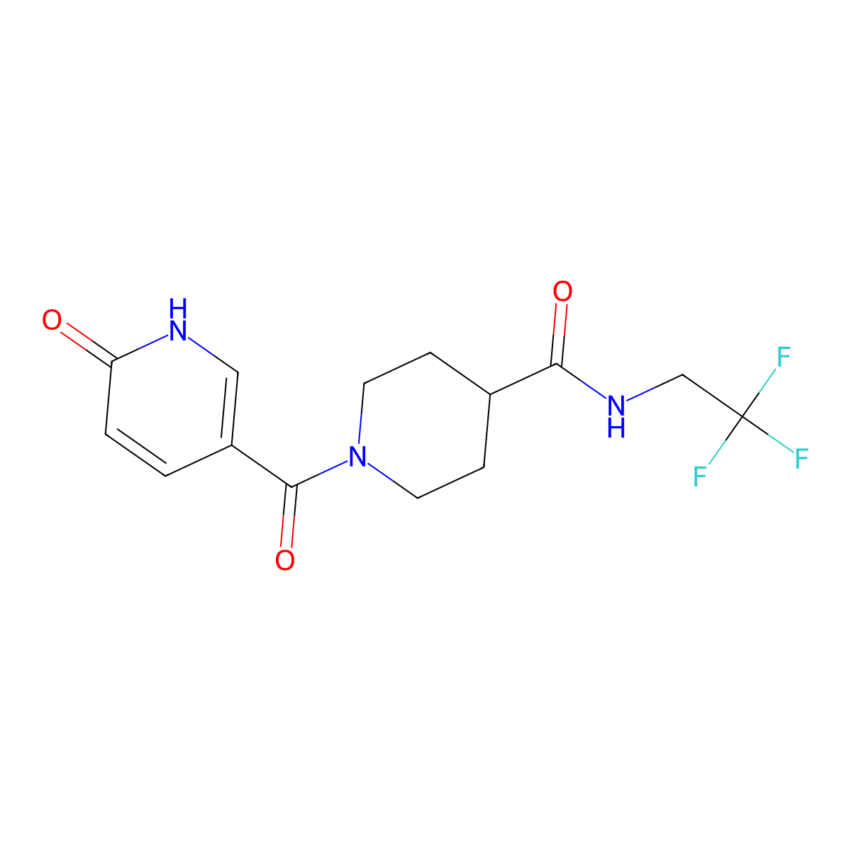 1-(6-oxo-1,6-dihydropyridine-3-carbonyl)-N-(2,2,2-trifluoroethyl)piperidine-4-carboxamide molecular structure, CAS 1226434-65-6