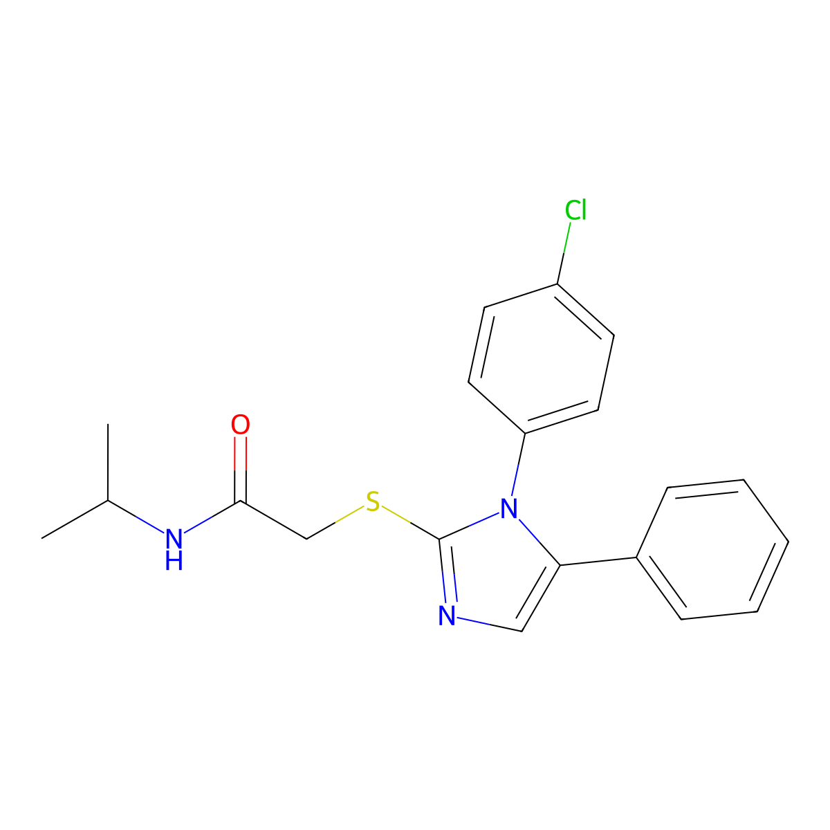 2-((1-(4-chlorophenyl)-5-phenyl-1H-imidazol-2-yl)thio)-N-isopropylacetamide molecular structure, CAS 1226434-67-8