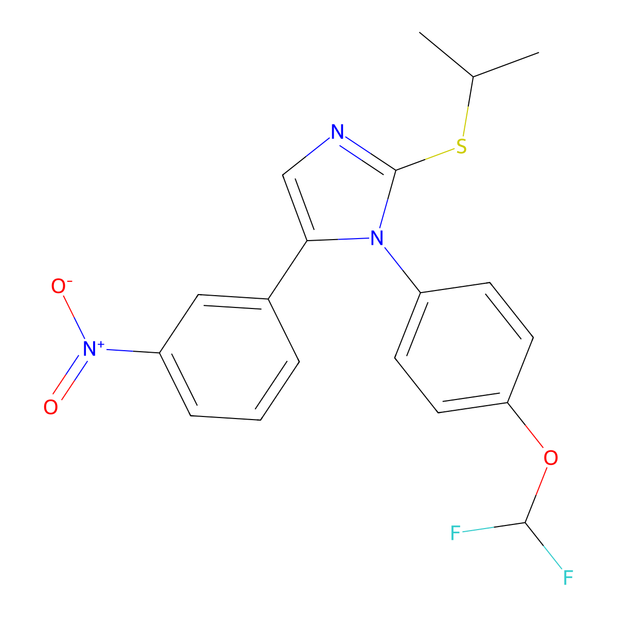 1-[4-(difluoromethoxy)phenyl]-5-(3-nitrophenyl)-2-(propan-2-ylsulfanyl)-1H-imidazole molecular structure, CAS 1226434-70-3
