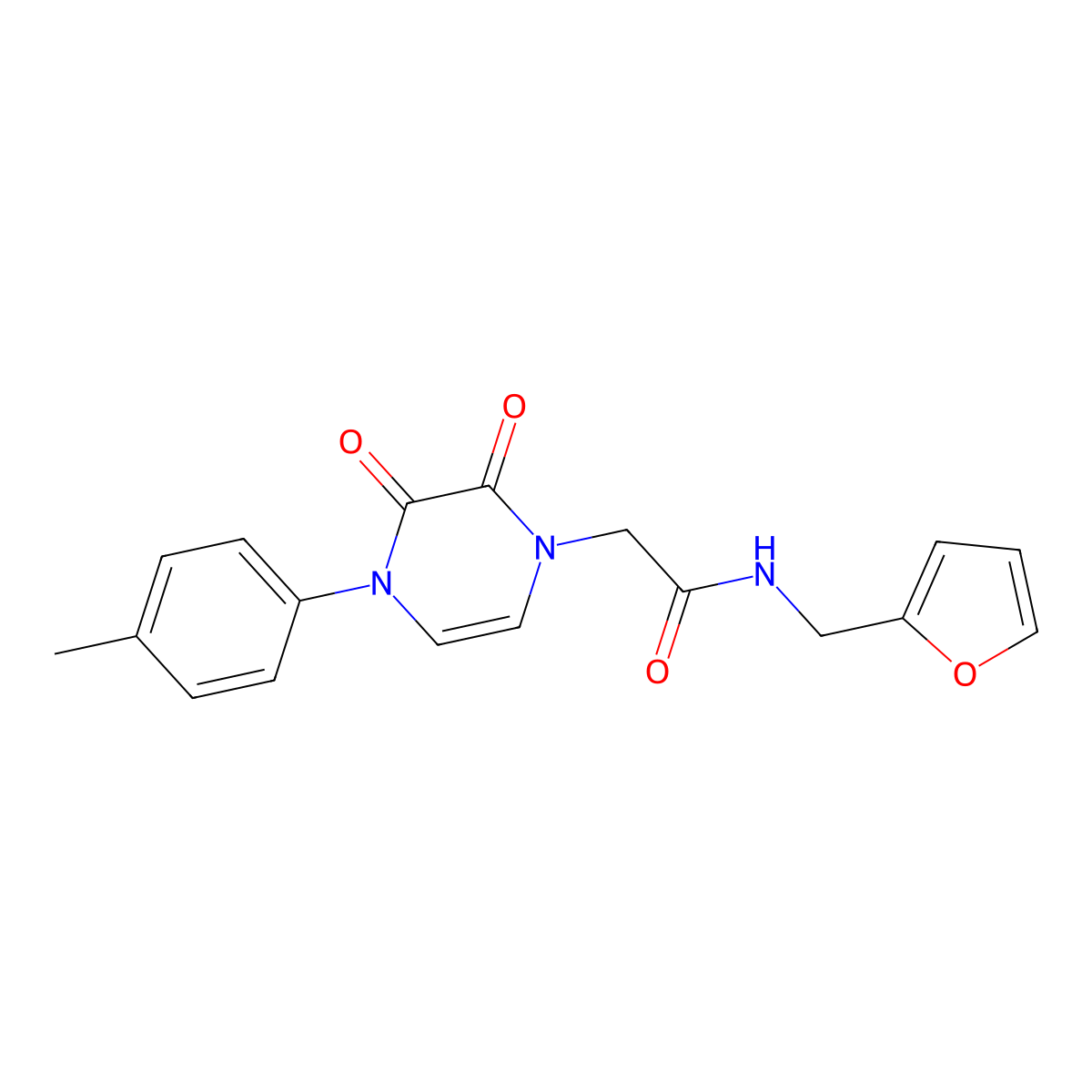 2-(2,3-dioxo-4-(p-tolyl)-3,4-dihydropyrazin-1(2H)-yl)-N-(furan-2-ylmethyl)acetamide molecular structure, CAS 1226434-74-7