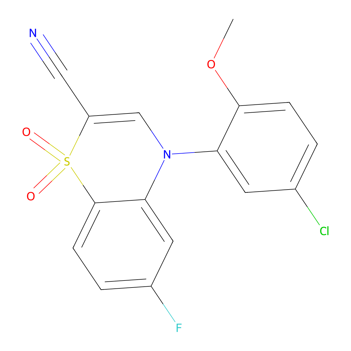 4-(5-chloro-2-methoxyphenyl)-6-fluoro-1,1-dioxo-4H-1lambda6,4-benzothiazine-2-carbonitrile molecular structure, CAS 1226434-76-9