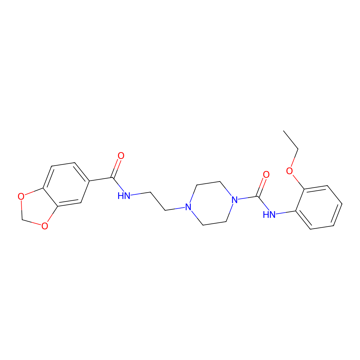 4-(2-(benzo[d][1,3]dioxole-5-carboxamido)ethyl)-N-(2-ethoxyphenyl)piperazine-1-carboxamide molecular structure, CAS 1226434-78-1