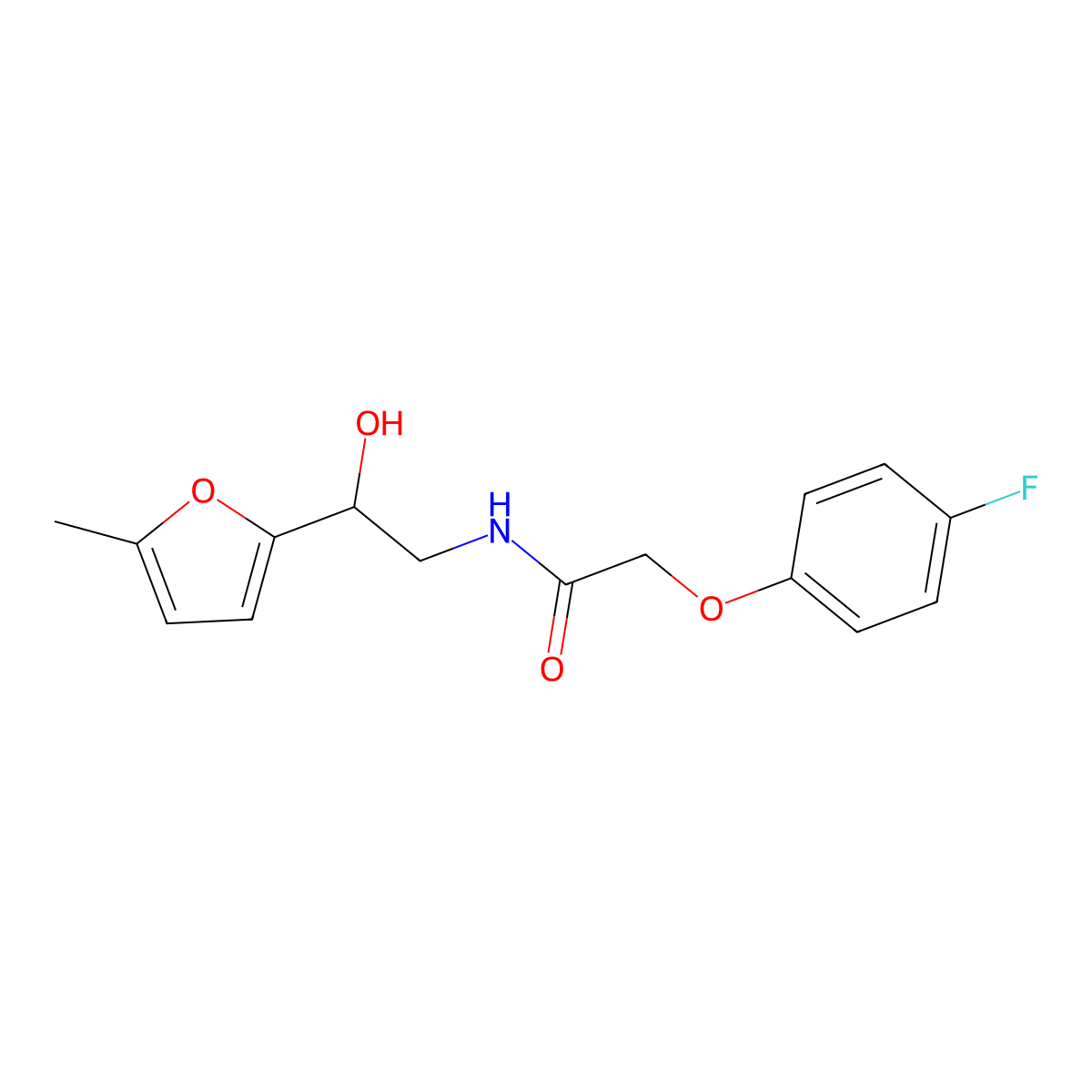 2-(4-fluorophenoxy)-N-[2-hydroxy-2-(5-methylfuran-2-yl)ethyl]acetamide molecular structure, CAS 1226434-80-5
