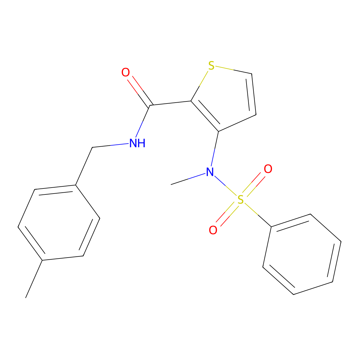 N-(4-methylbenzyl)-3-[methyl(phenylsulfonyl)amino]thiophene-2-carboxamide molecular structure, CAS 1226434-81-6