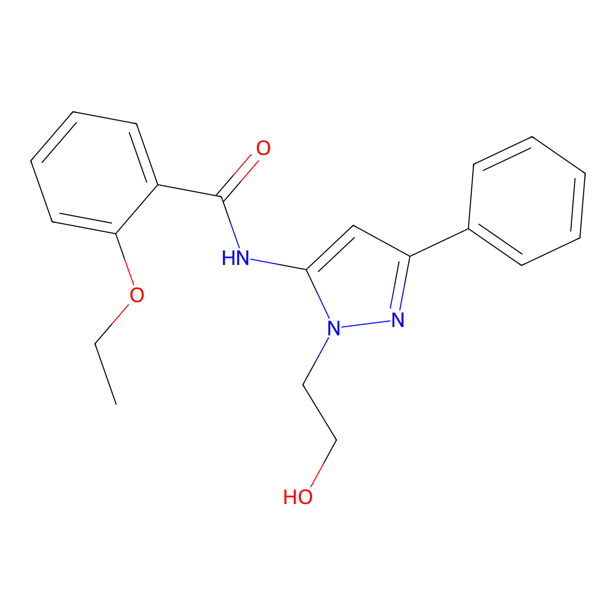 2-ethoxy-N-[1-(2-hydroxyethyl)-3-phenyl-1H-pyrazol-5-yl]benzamide molecular structure, CAS 1226434-83-8