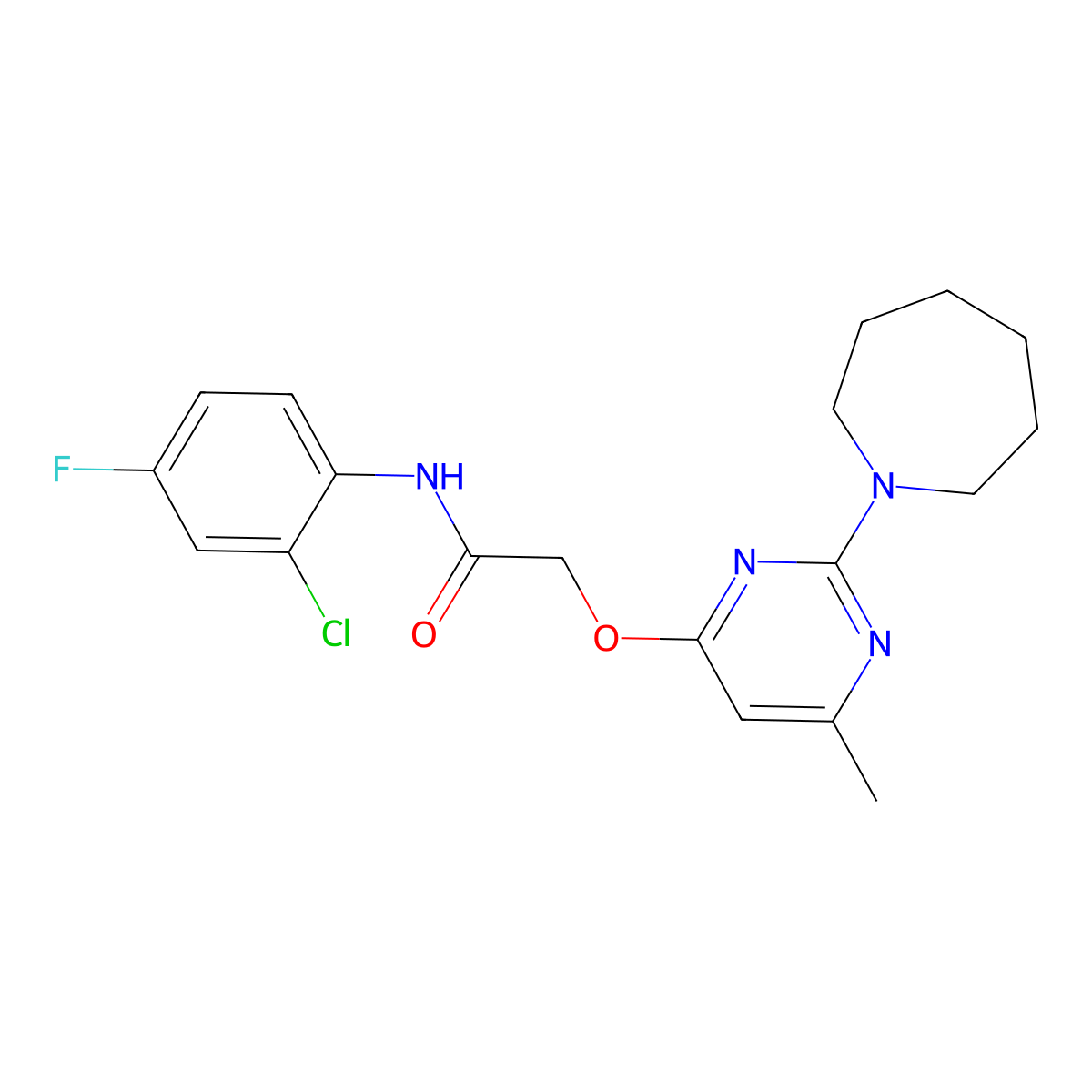 2-{[2-(azepan-1-yl)-6-methylpyrimidin-4-yl]oxy}-N-(2-chloro-4-fluorophenyl)acetamide molecular structure, CAS 1226434-87-2