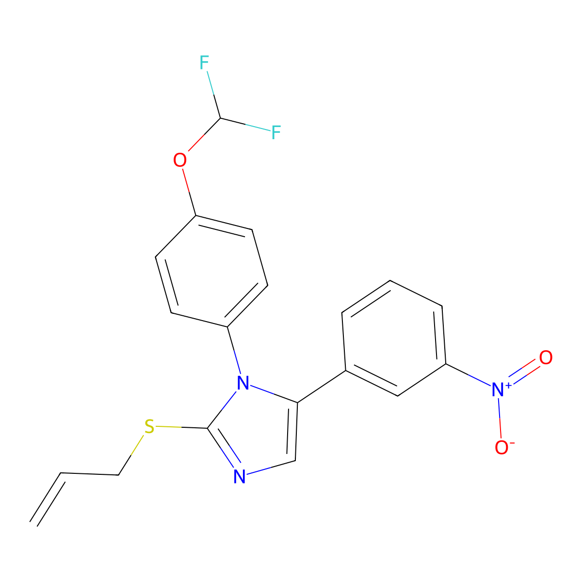 2-(allylthio)-1-(4-(difluoromethoxy)phenyl)-5-(3-nitrophenyl)-1H-imidazole molecular structure, CAS 1226434-89-4