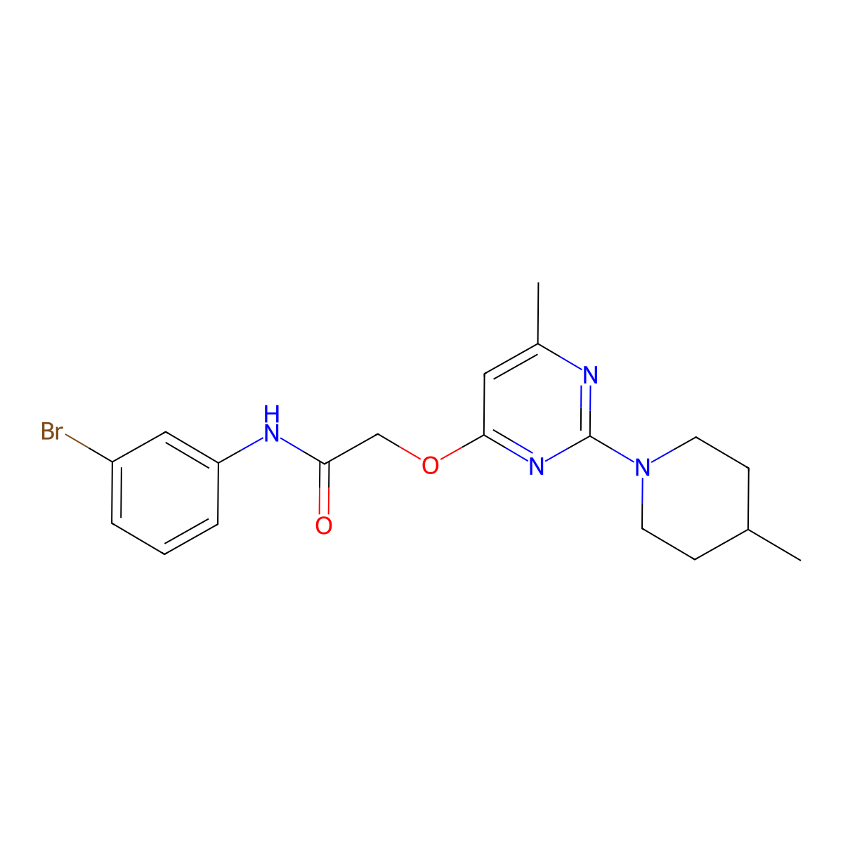N-(3-bromophenyl)-2-{[6-methyl-2-(4-methylpiperidin-1-yl)pyrimidin-4-yl]oxy}acetamide molecular structure, CAS 1226434-90-7