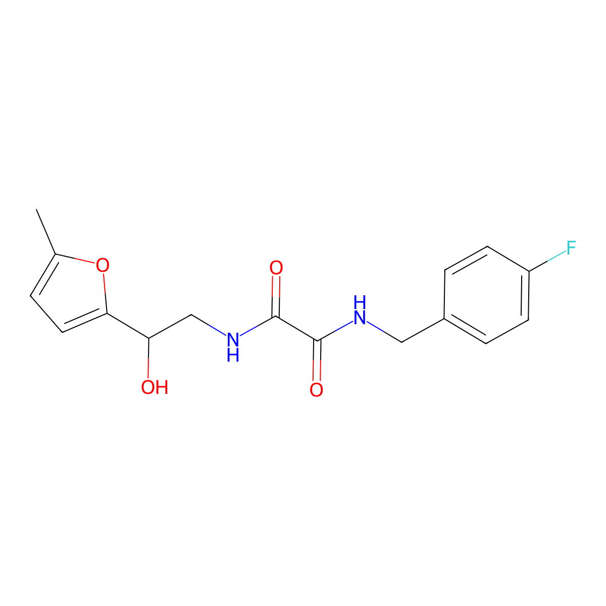 N1-(4-fluorobenzyl)-N2-(2-hydroxy-2-(5-methylfuran-2-yl)ethyl)oxalamide molecular structure, CAS 1226434-91-8