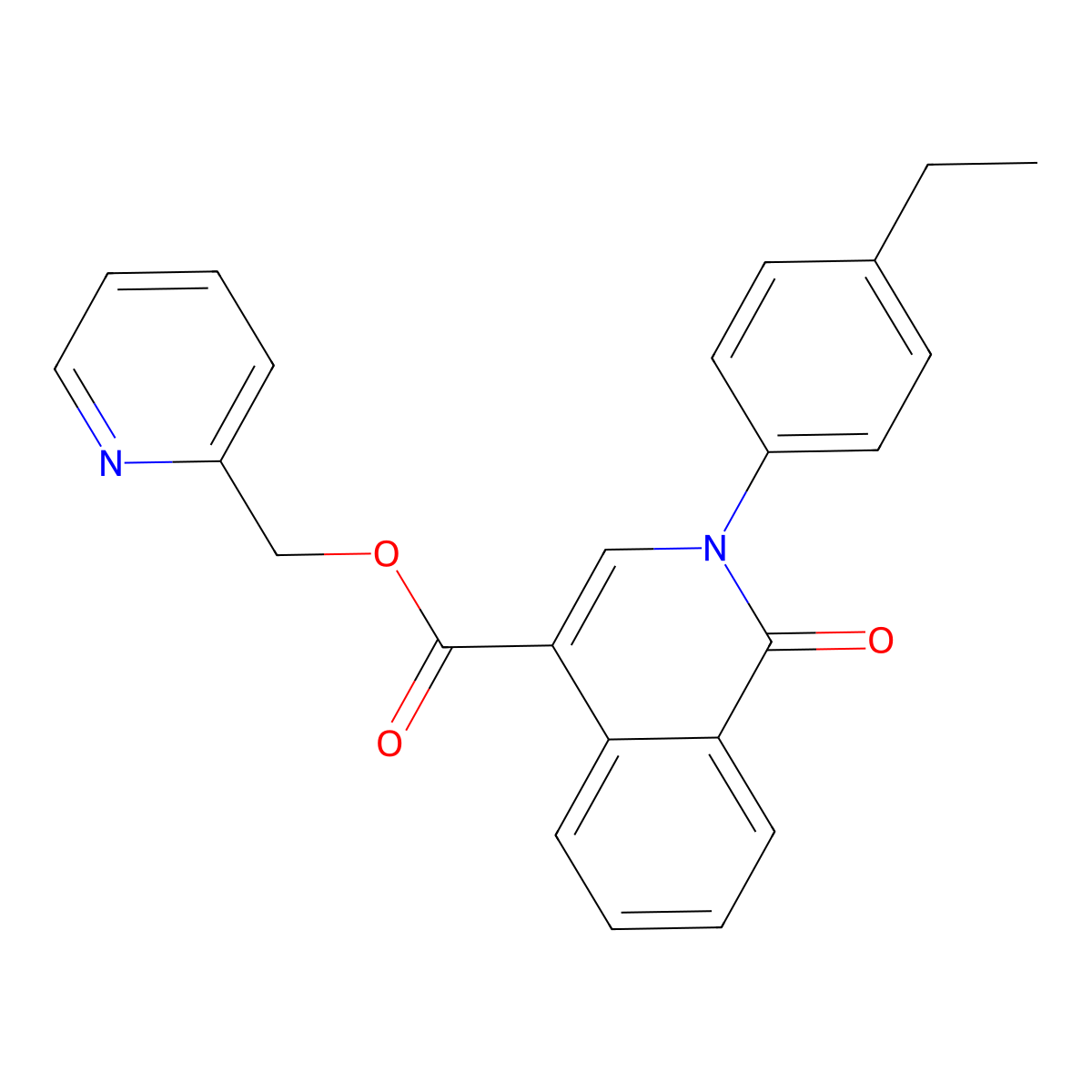 Pyridin-2-ylmethyl 2-(4-ethylphenyl)-1-oxo-1,2-dihydroisoquinoline-4-carboxylate molecular structure, CAS 1226434-93-0