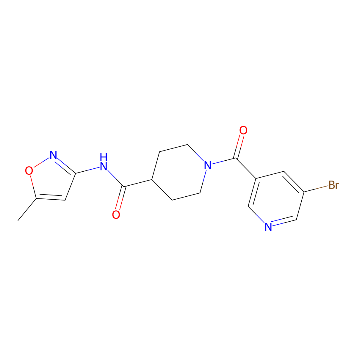 1-(5-bromonicotinoyl)-N-(5-methylisoxazol-3-yl)piperidine-4-carboxamide molecular structure, CAS 1226434-97-4