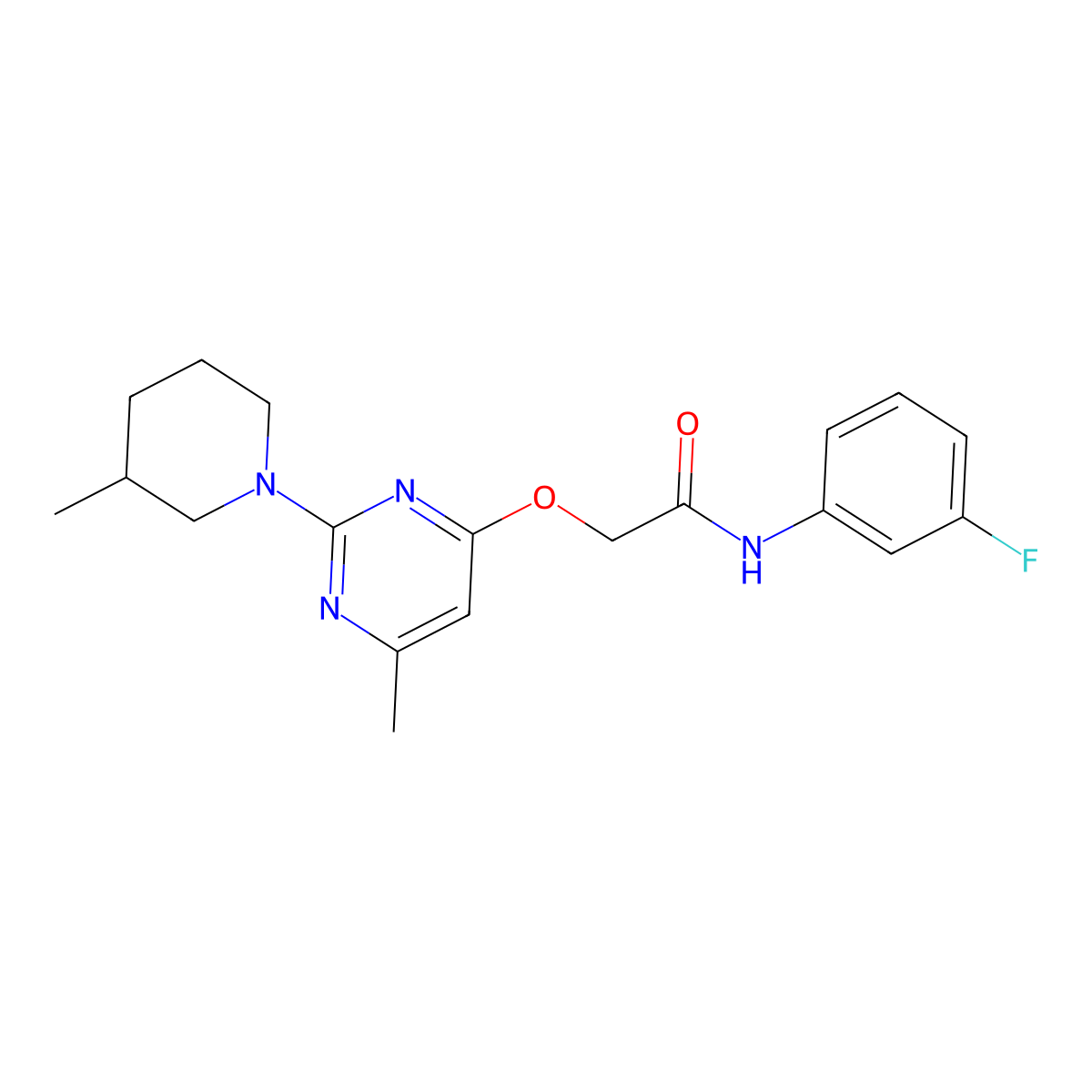 N-(3-fluorophenyl)-2-{[6-methyl-2-(3-methylpiperidin-1-yl)pyrimidin-4-yl]oxy}acetamide molecular structure, CAS 1226435-02-4