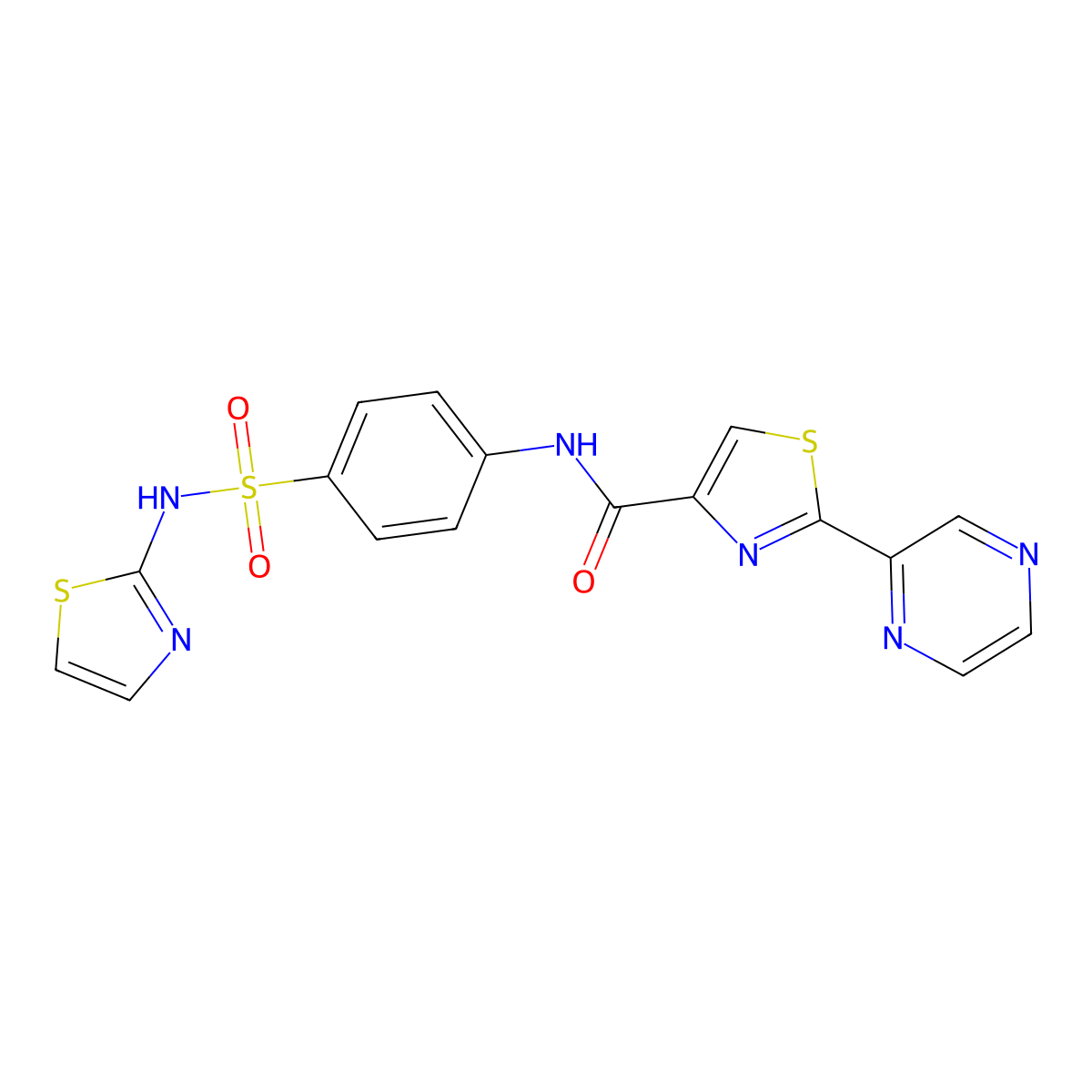 2-(pyrazin-2-yl)-N-(4-(N-(thiazol-2-yl)sulfamoyl)phenyl)thiazole-4-carboxamide molecular structure, CAS 1226435-04-6