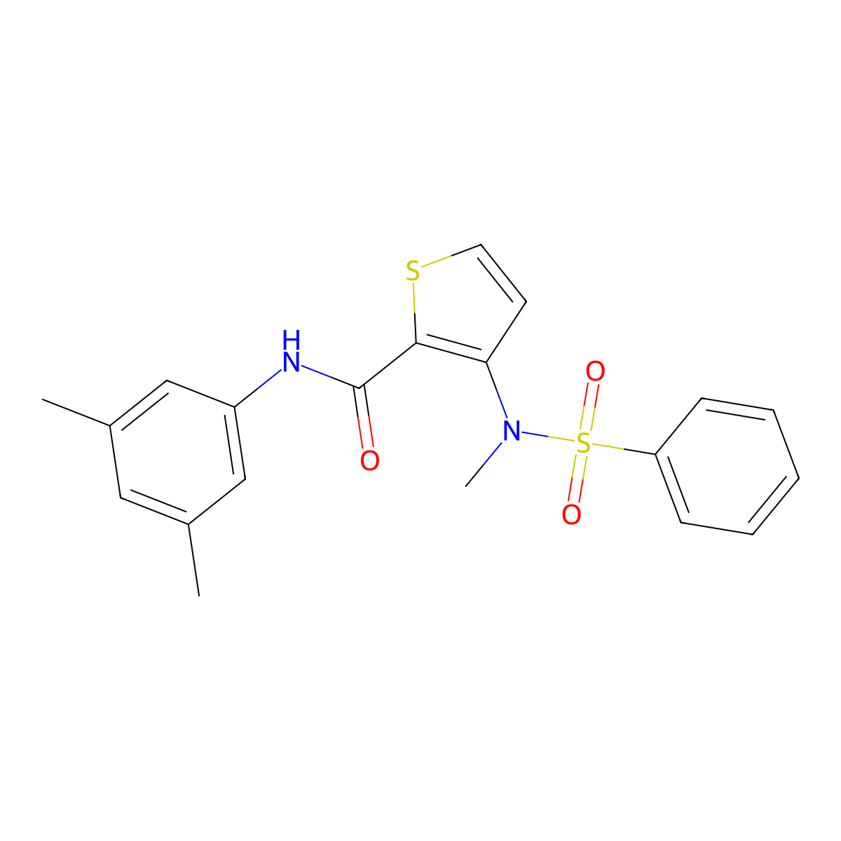 N-(3,5-dimethylphenyl)-3-[methyl(phenylsulfonyl)amino]thiophene-2-carboxamide molecular structure, CAS 1226435-07-9