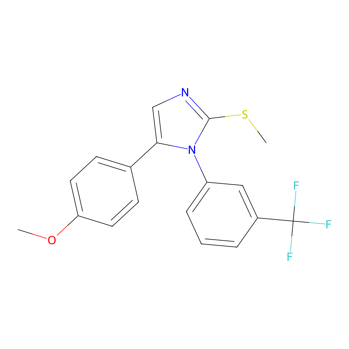 5-(4-methoxyphenyl)-2-(methylthio)-1-(3-(trifluoromethyl)phenyl)-1H-imidazole molecular structure, CAS 1226435-13-7