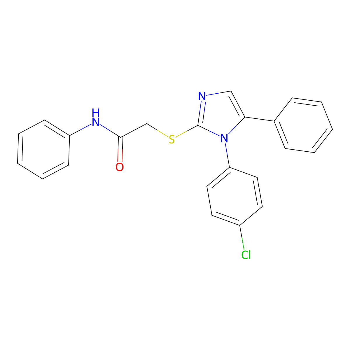 2-((1-(4-chlorophenyl)-5-phenyl-1H-imidazol-2-yl)thio)-N-phenylacetamide molecular structure, CAS 1226435-18-2