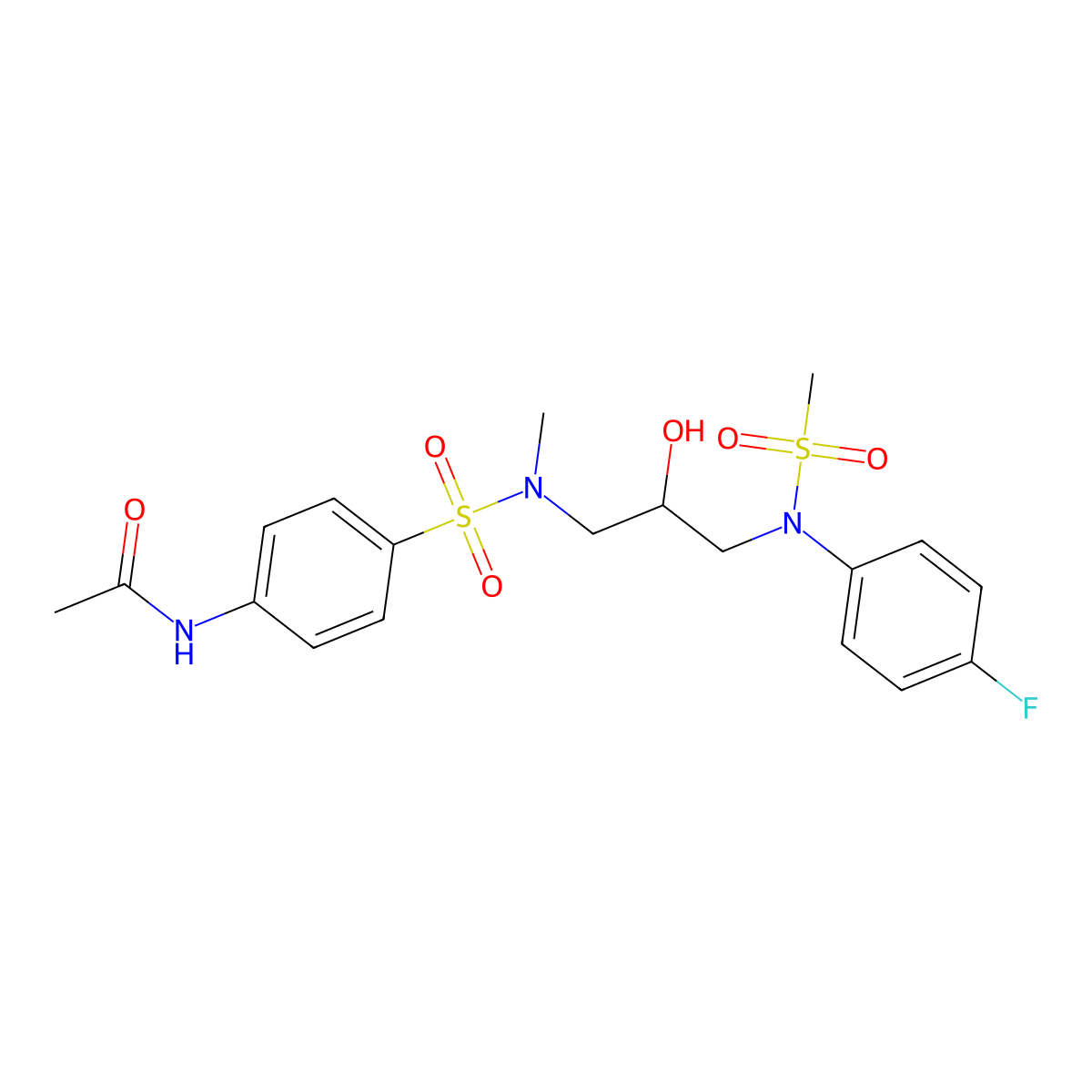 N-[4-({3-[N-(4-fluorophenyl)methanesulfonamido]-2-hydroxypropyl}(methyl)sulfamoyl)phenyl]acetamide molecular structure, CAS 1226435-26-2