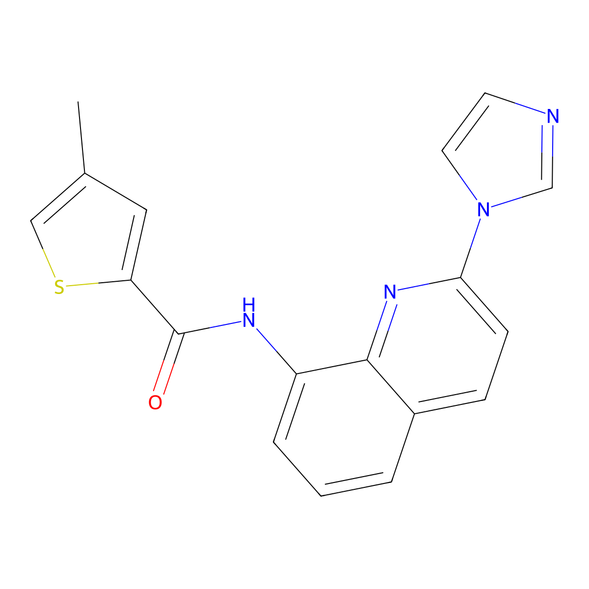N-[2-(1H-imidazol-1-yl)quinolin-8-yl]-4-methylthiophene-2-carboxamide molecular structure, CAS 1226435-36-4