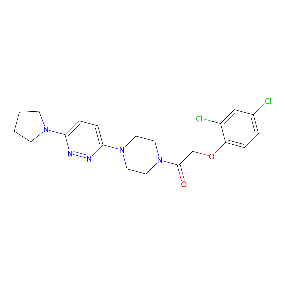 2-(2,4-Dichlorophenoxy)-1-(4-(6-(pyrrolidin-1-yl)pyridazin-3-yl)piperazin-1-yl)ethanone molecular structure, CAS 1226435-40-0