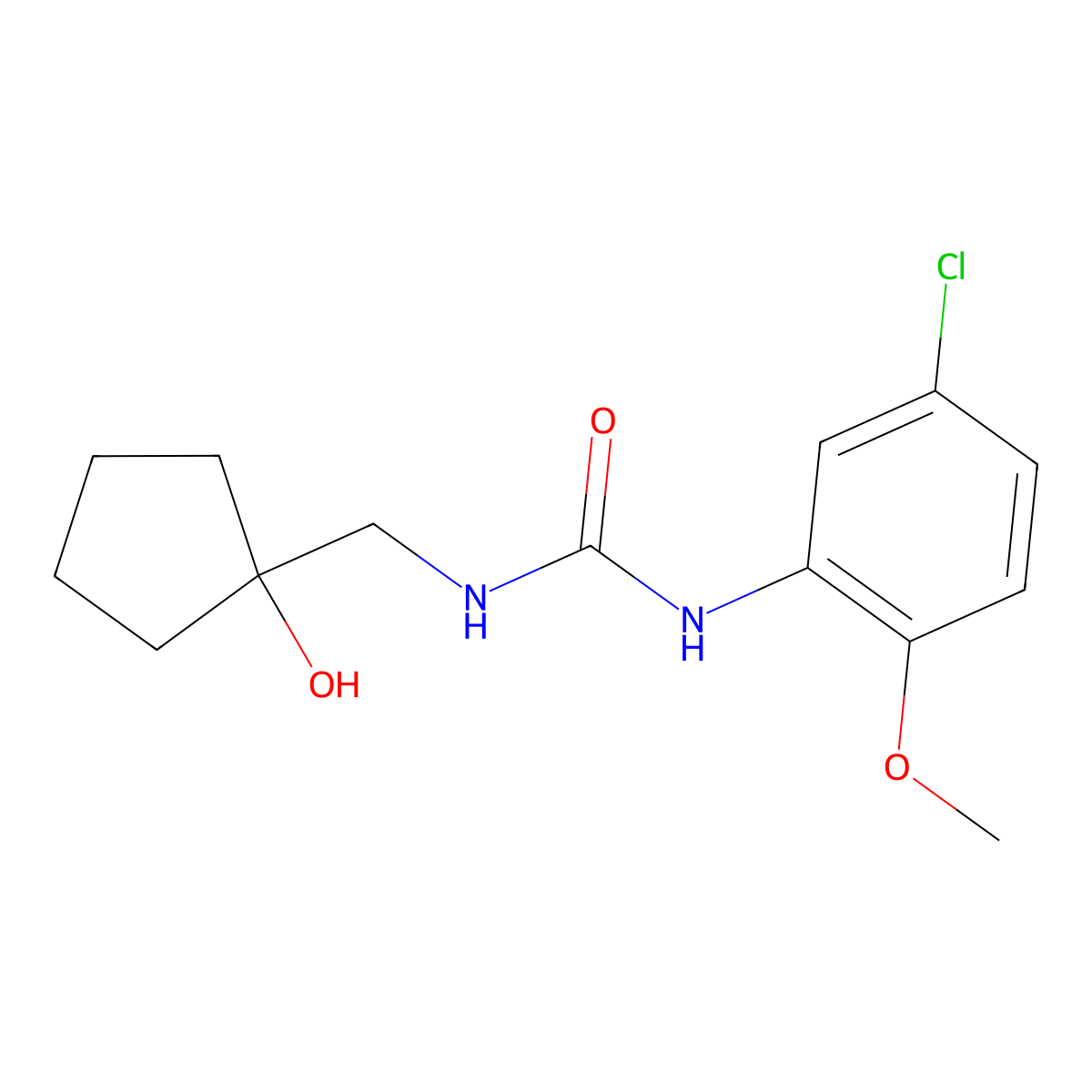 1-(5-Chloro-2-methoxyphenyl)-3-[(1-hydroxycyclopentyl)methyl]urea molecular structure, CAS 1226435-42-2