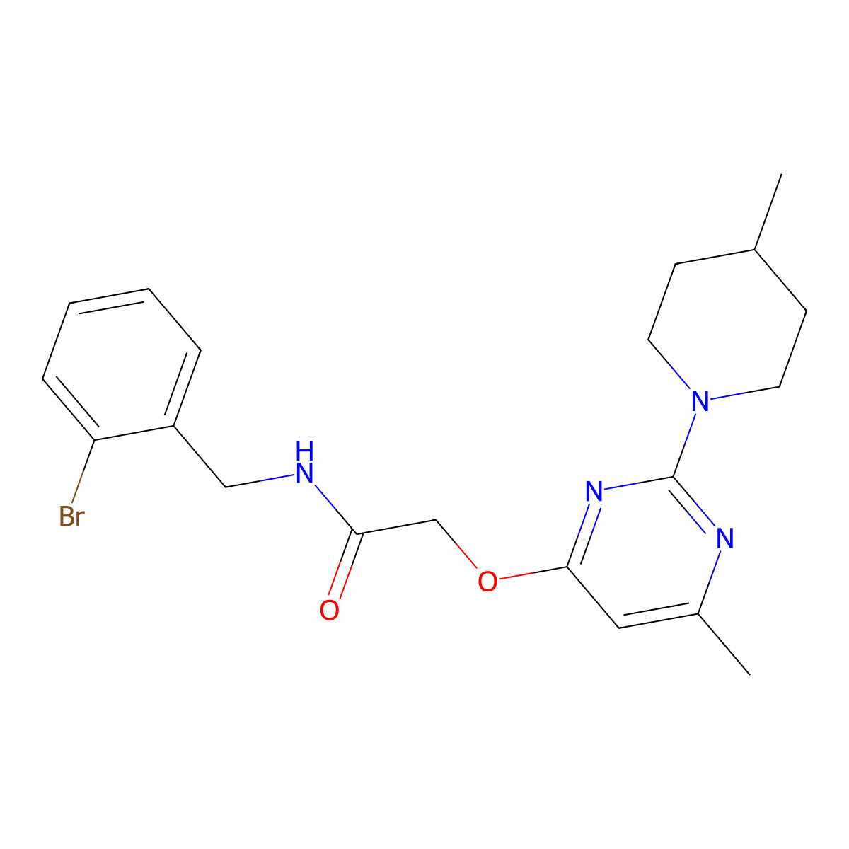 N-(2-bromobenzyl)-2-{[6-methyl-2-(4-methylpiperidin-1-yl)pyrimidin-4-yl]oxy}acetamide molecular structure, CAS 1226435-45-5