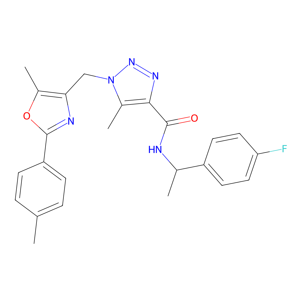 N-(1-(4-fluorophenyl)ethyl)-5-methyl-1-((5-methyl-2-(p-tolyl)oxazol-4-yl)methyl)-1H-1,2,3-triazole-4-carboxamide molecular structure, CAS 1226435-49-9