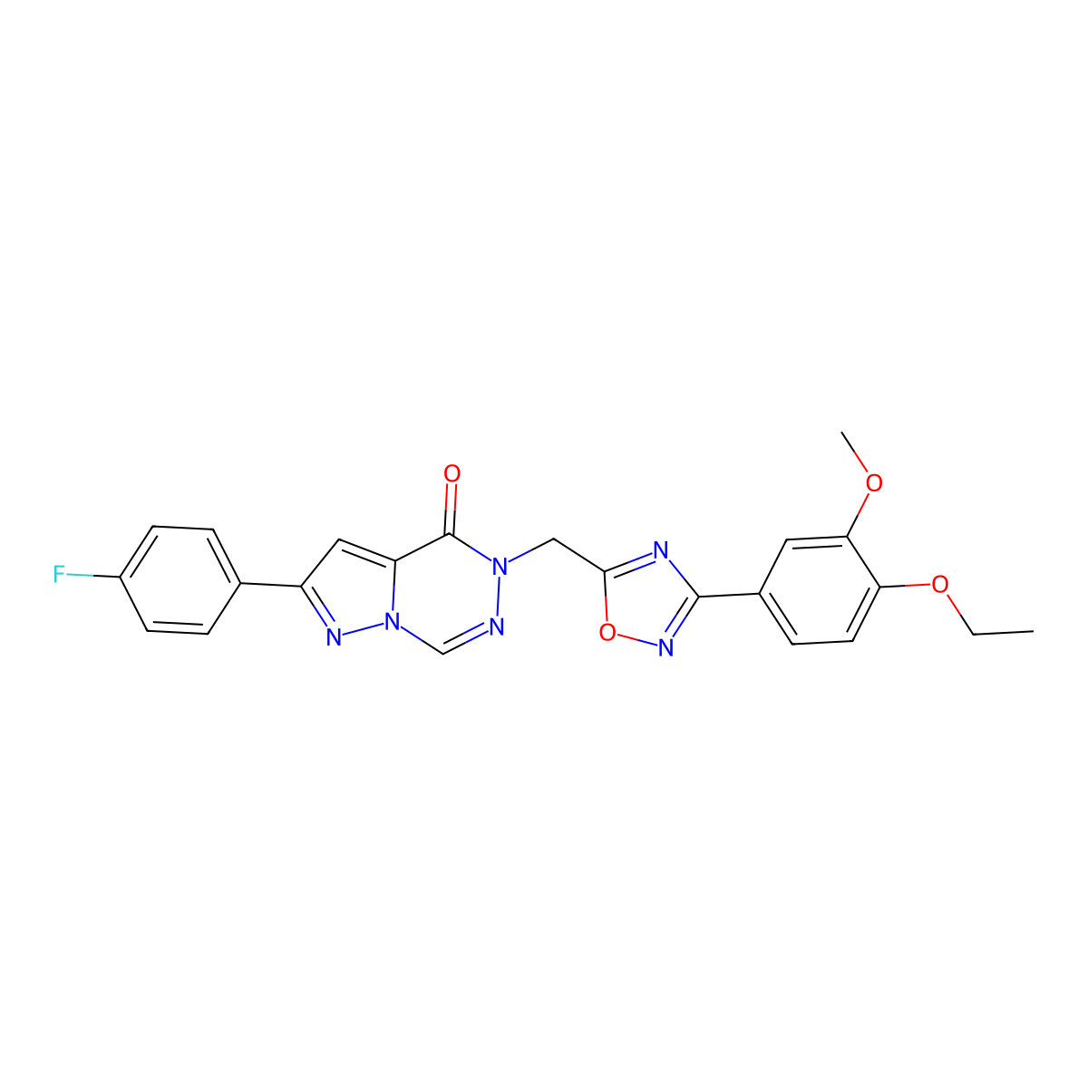 1-((3-(4-Ethoxy-3-methoxyphenyl)-1,2,4-oxadiazol-5-yl)methyl)-8-(4-fluorophenyl)pyrazolo[1,5-d][1,2,4]triazinone molecular structure, CAS 1226435-55-7