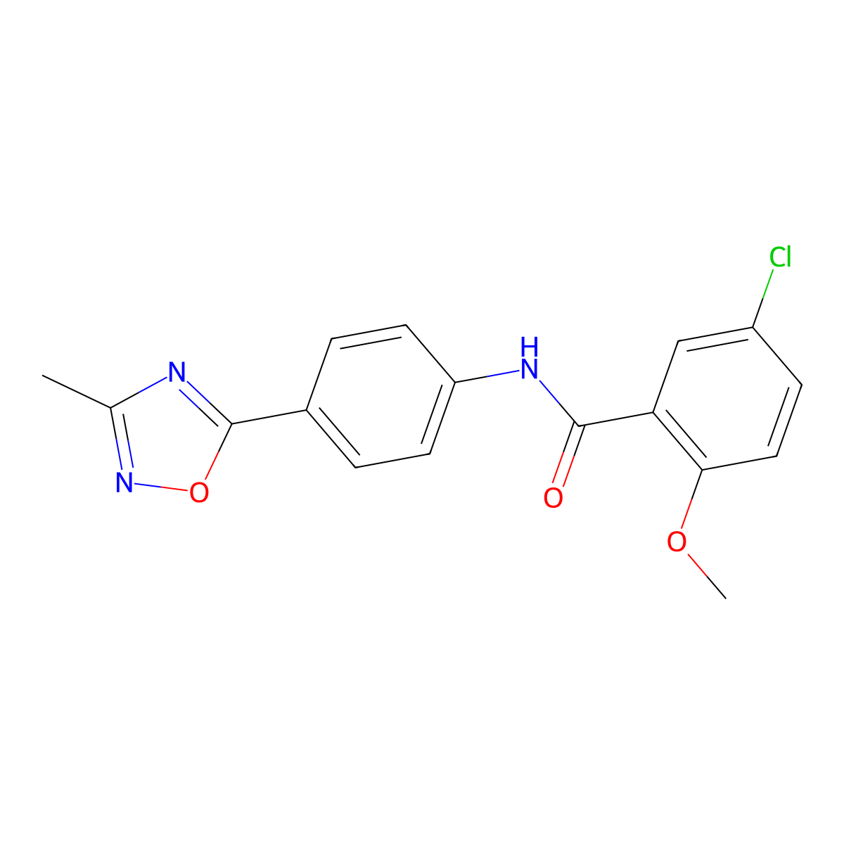 5-chloro-2-methoxy-N-[4-(3-methyl-1,2,4-oxadiazol-5-yl)phenyl]benzamide molecular structure, CAS 1226435-67-1