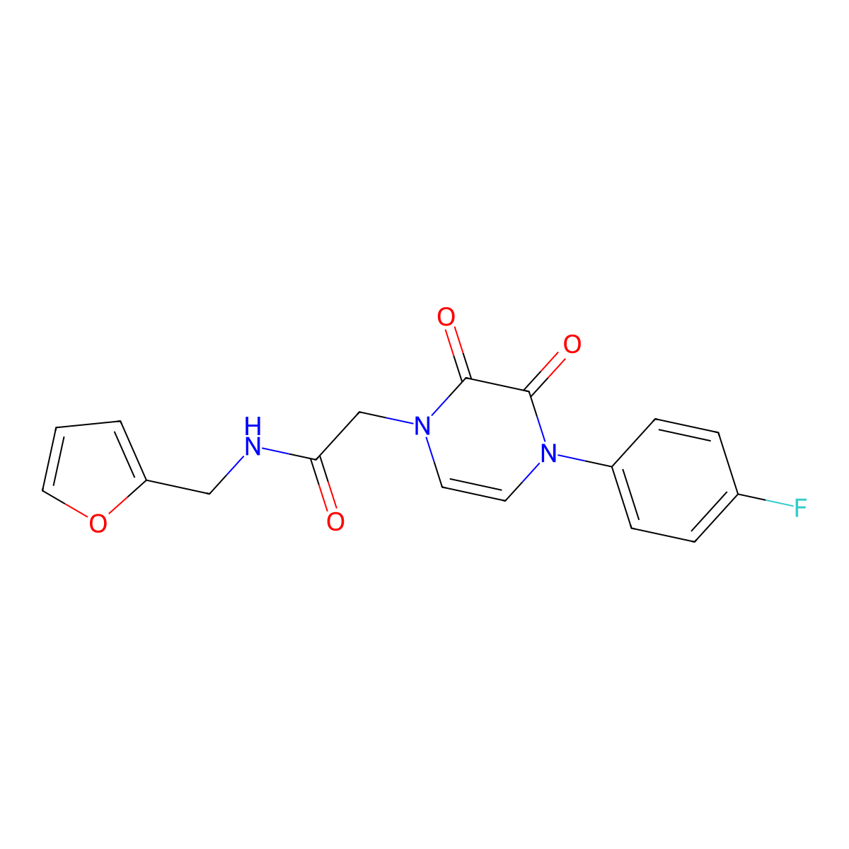 2-(4-(4-fluorophenyl)-2,3-dioxo-3,4-dihydropyrazin-1(2H)-yl)-N-(furan-2-ylmethyl)acetamide molecular structure, CAS 1226435-78-4
