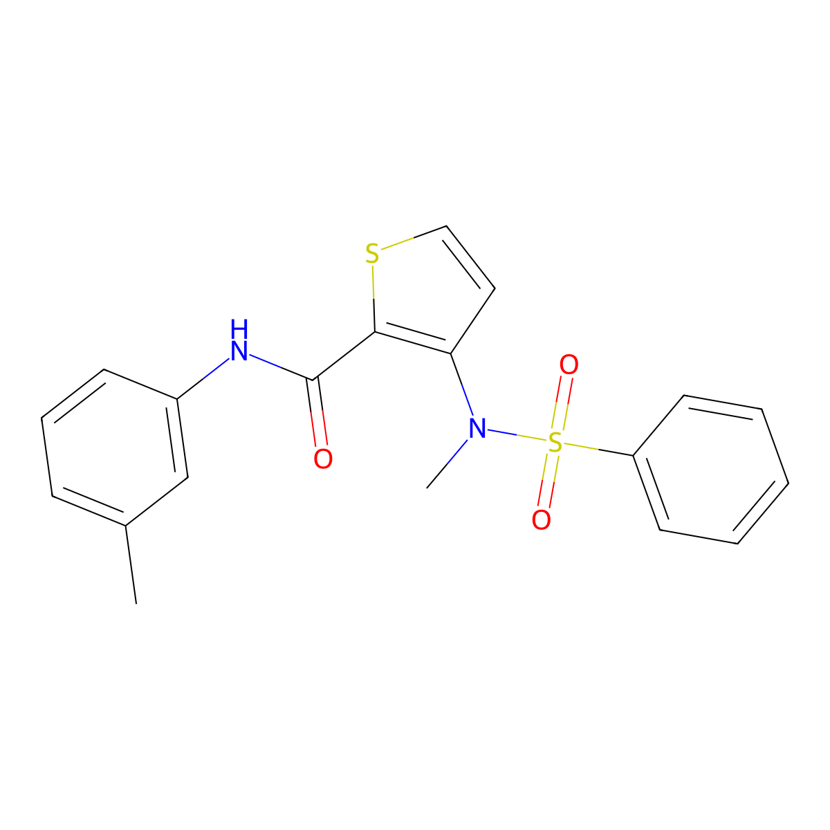 N-(3-methylphenyl)-3-[methyl(phenylsulfonyl)amino]thiophene-2-carboxamide molecular structure, CAS 1226435-80-8
