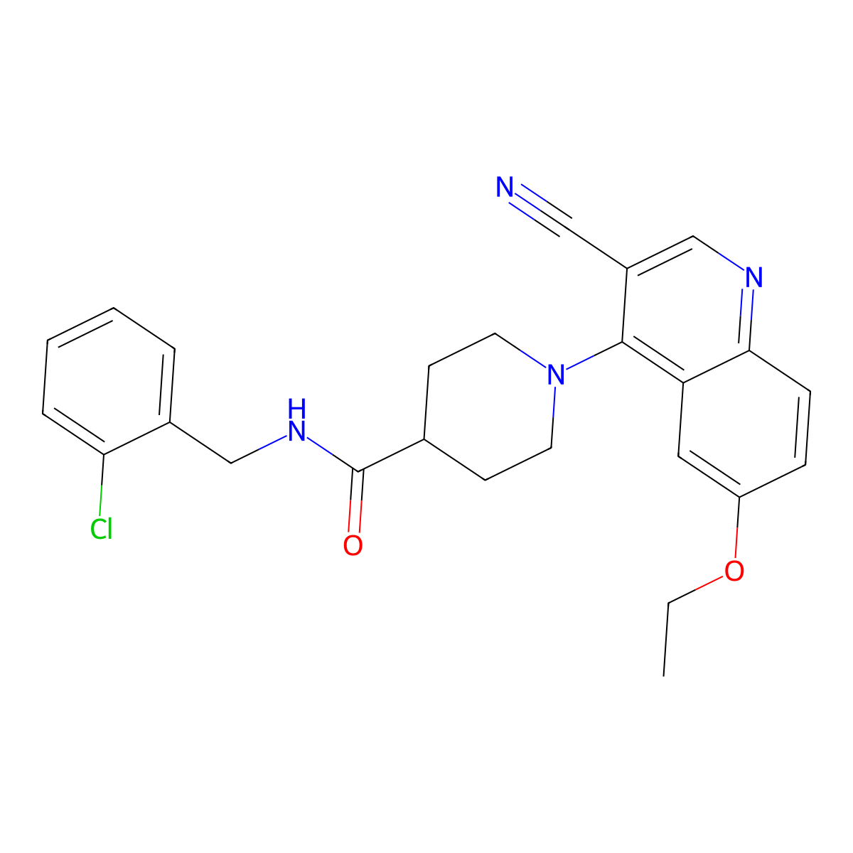 N-[(2-chlorophenyl)methyl]-1-(3-cyano-6-ethoxyquinolin-4-yl)piperidine-4-carboxamide molecular structure, CAS 1226435-81-9