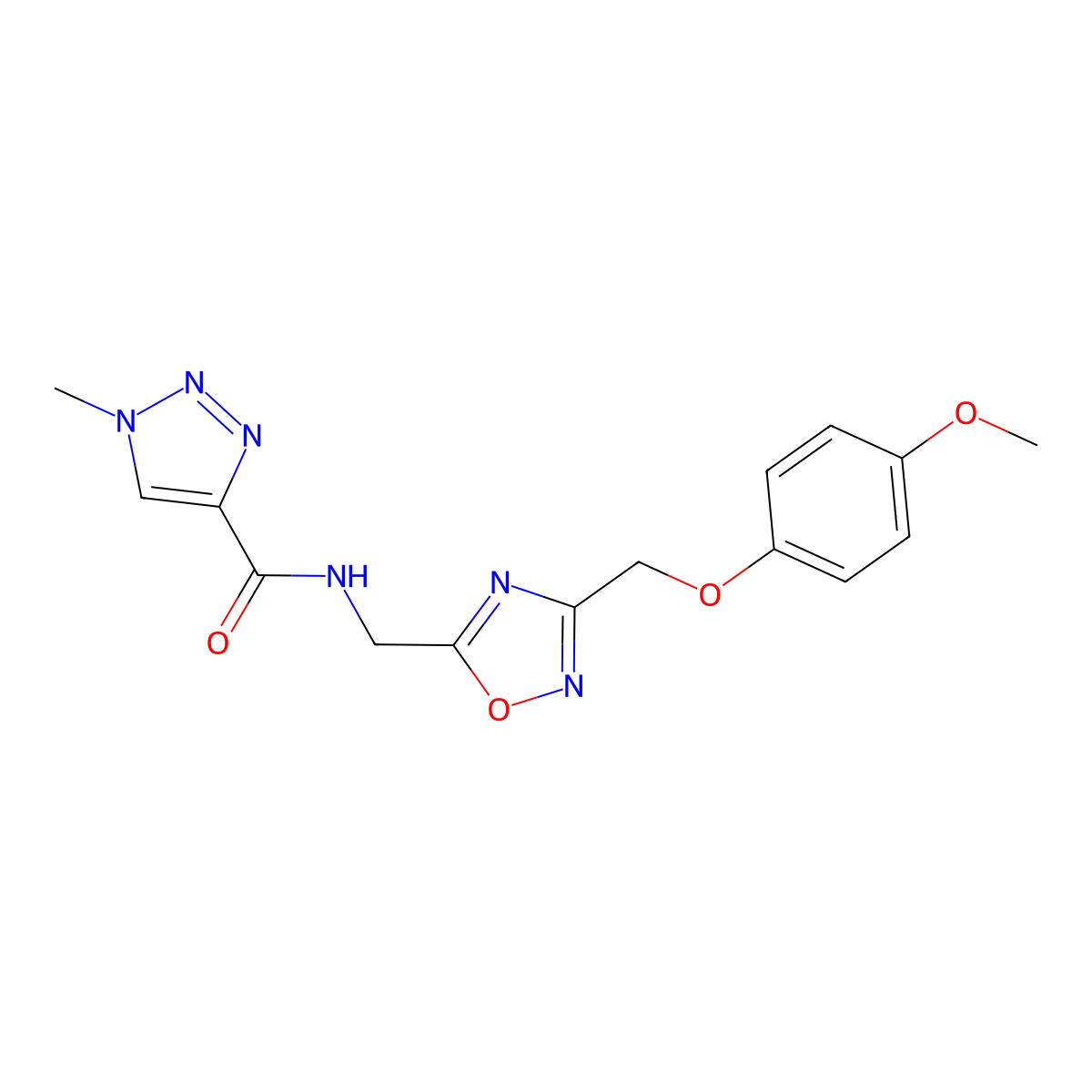 N-({3-[(4-methoxyphenoxy)methyl]-1,2,4-oxadiazol-5-yl}methyl)-1-methyl-1H-1,2,3-triazole-4-carboxamide molecular structure, CAS 1226435-82-0