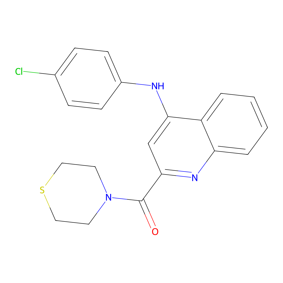 (4-((4-Chlorophenyl)amino)quinolin-2-yl)(thiomorpholino)methanone molecular structure, CAS 1226435-91-1