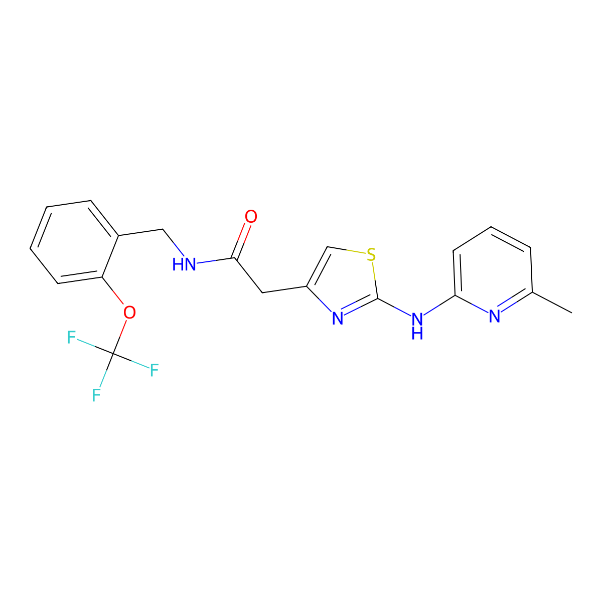 2-(2-((6-methylpyridin-2-yl)amino)thiazol-4-yl)-N-(2-(trifluoromethoxy)benzyl)acetamide molecular structure, CAS 1226436-10-7