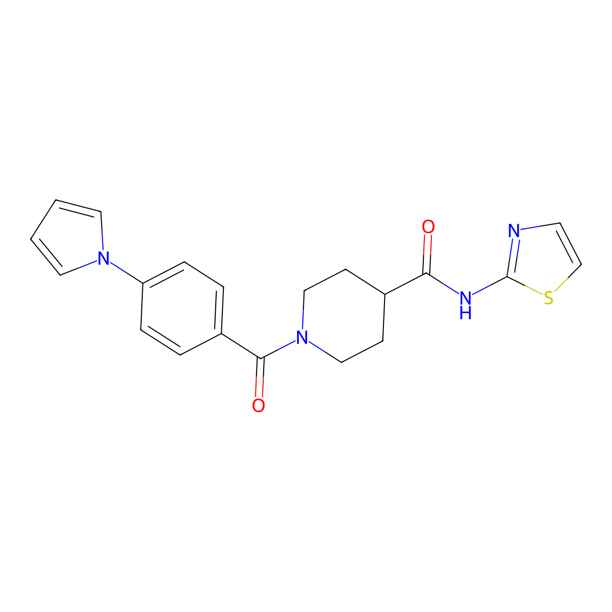 1-(4-(1H-pyrrol-1-yl)benzoyl)-N-(thiazol-2-yl)piperidine-4-carboxamide molecular structure, CAS 1226436-11-8