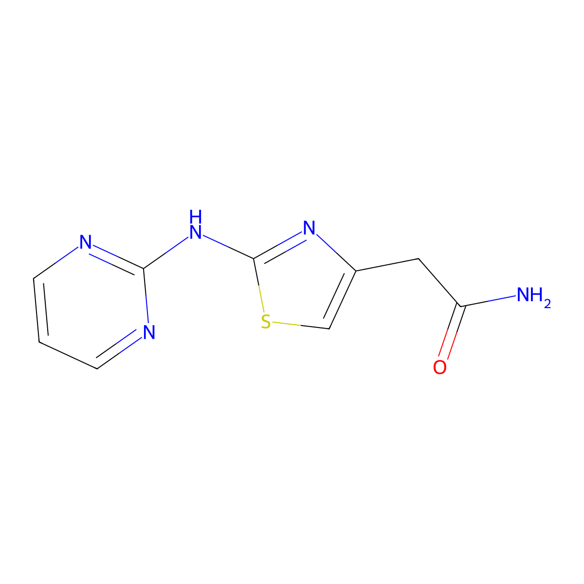 2-(2-(Pyrimidin-2-ylamino)thiazol-4-yl)acetamide molecular structure, CAS 1226436-14-1