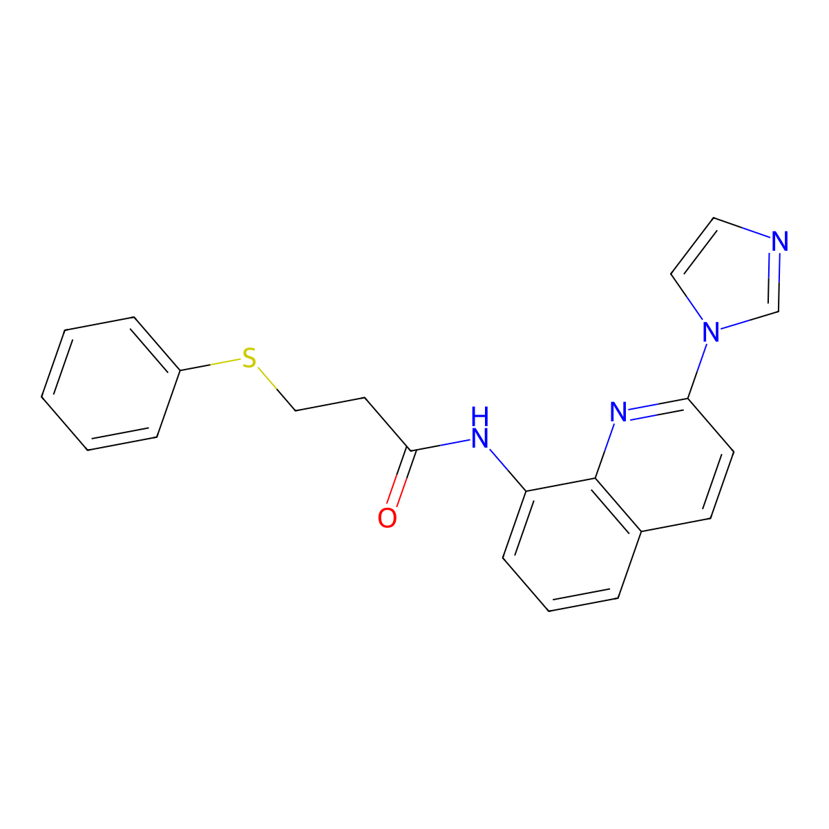 N-(2-(1H-imidazol-1-yl)quinolin-8-yl)-3-(phenylthio)propanamide molecular structure, CAS 1226436-16-3